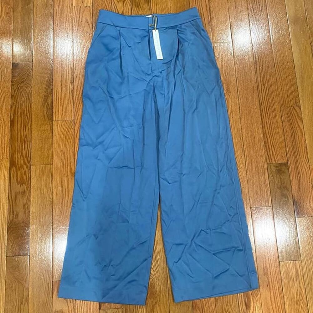 NWT House of Harlow 1960 Blue Satin Straight Wide Leg Pants Women’s Size XL